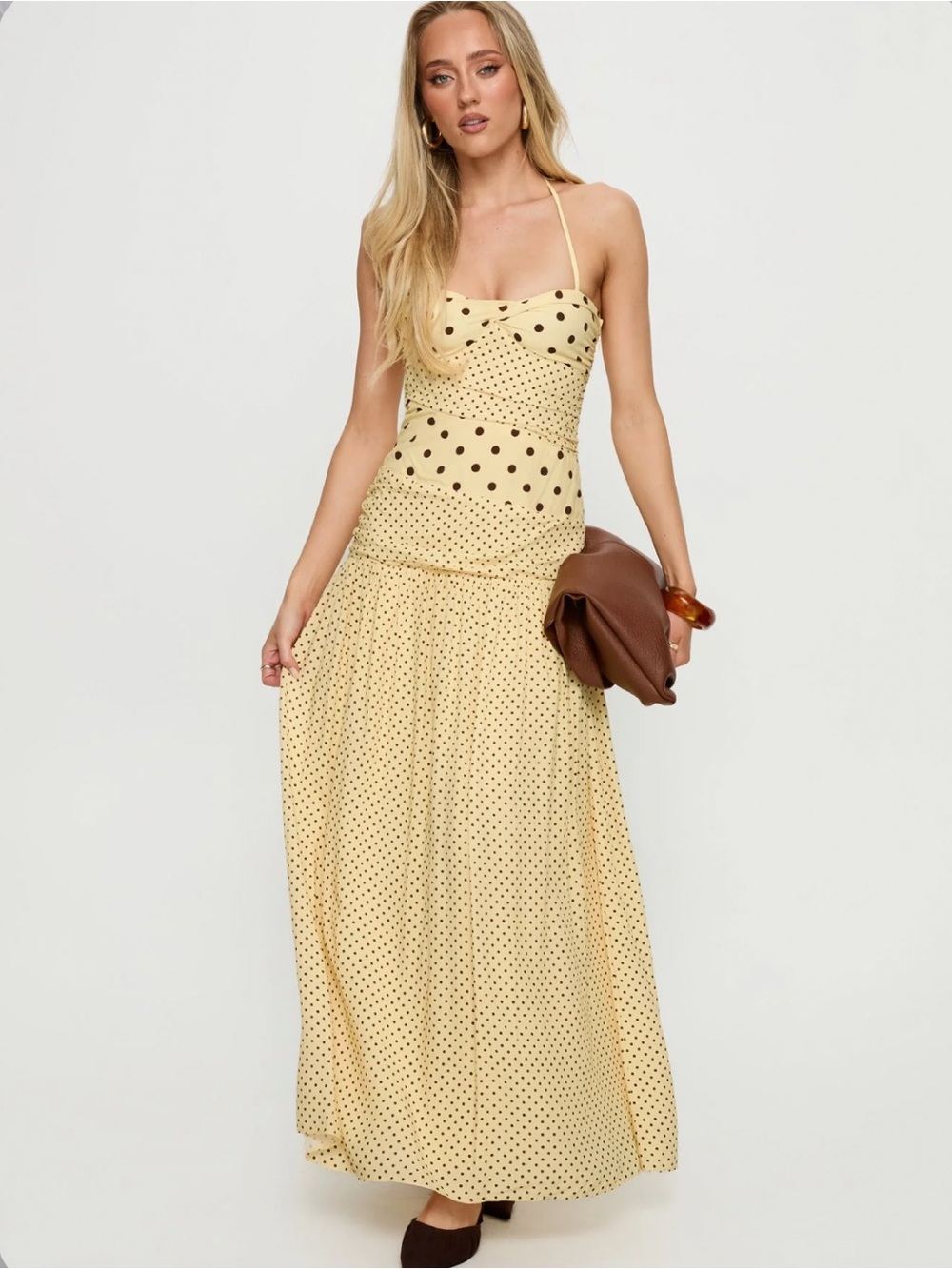 Princess Polly Yellow Polka Dot Maxi Skirt